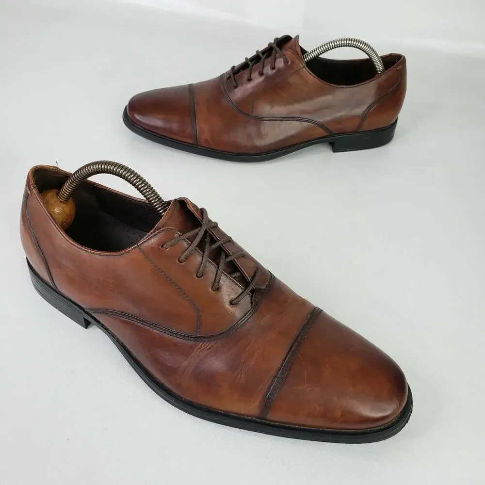 Cole Haan Men’s British Tan Cap Toe Lace Up Oxfords Size 10.5 M Shoes Leather
